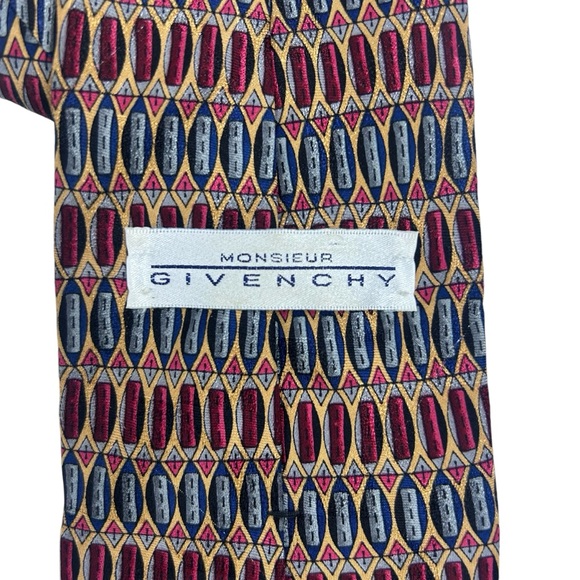 GIVENCHY MONSIEUR Mens Neck Tie 100% Silk Geometric Luxury Preppy Designer - Picture 13 of 16